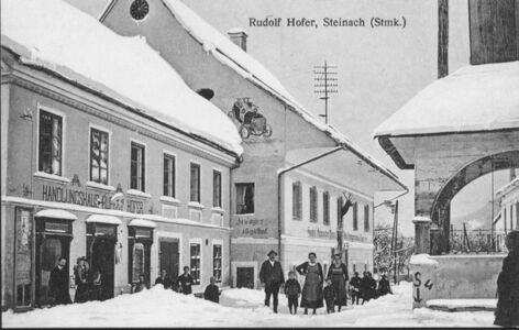 Hauptplatz von Stainach mit Gasthof Zeiringer 1925
