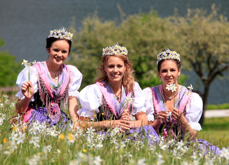 Datei:Narzissenfest Hoheiten Narzissenwiese.jpg