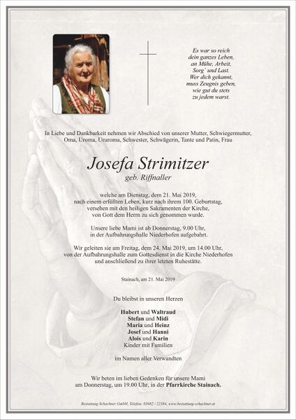 Datei:Josefa Strimitzer Parte.jpg