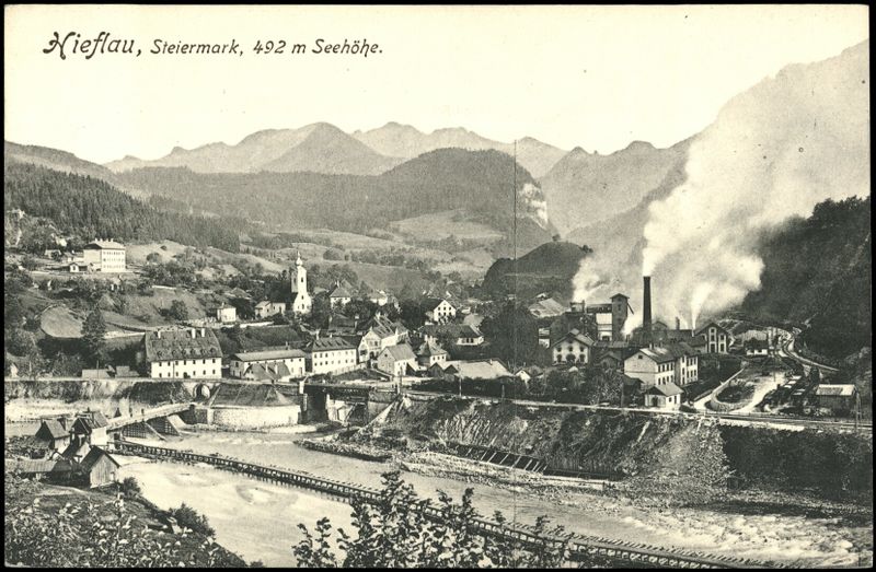 Datei:Hieflau Holztriftrechen Hochofen 1907.jpg